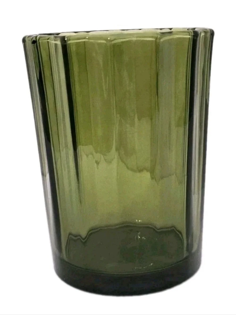 SAND AND FOG 57oz Candle Holder Fluted Scalloped Decor No Lid Green 7.5
